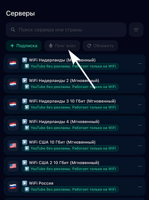 Проверка всех серверов в Rheonth Connect